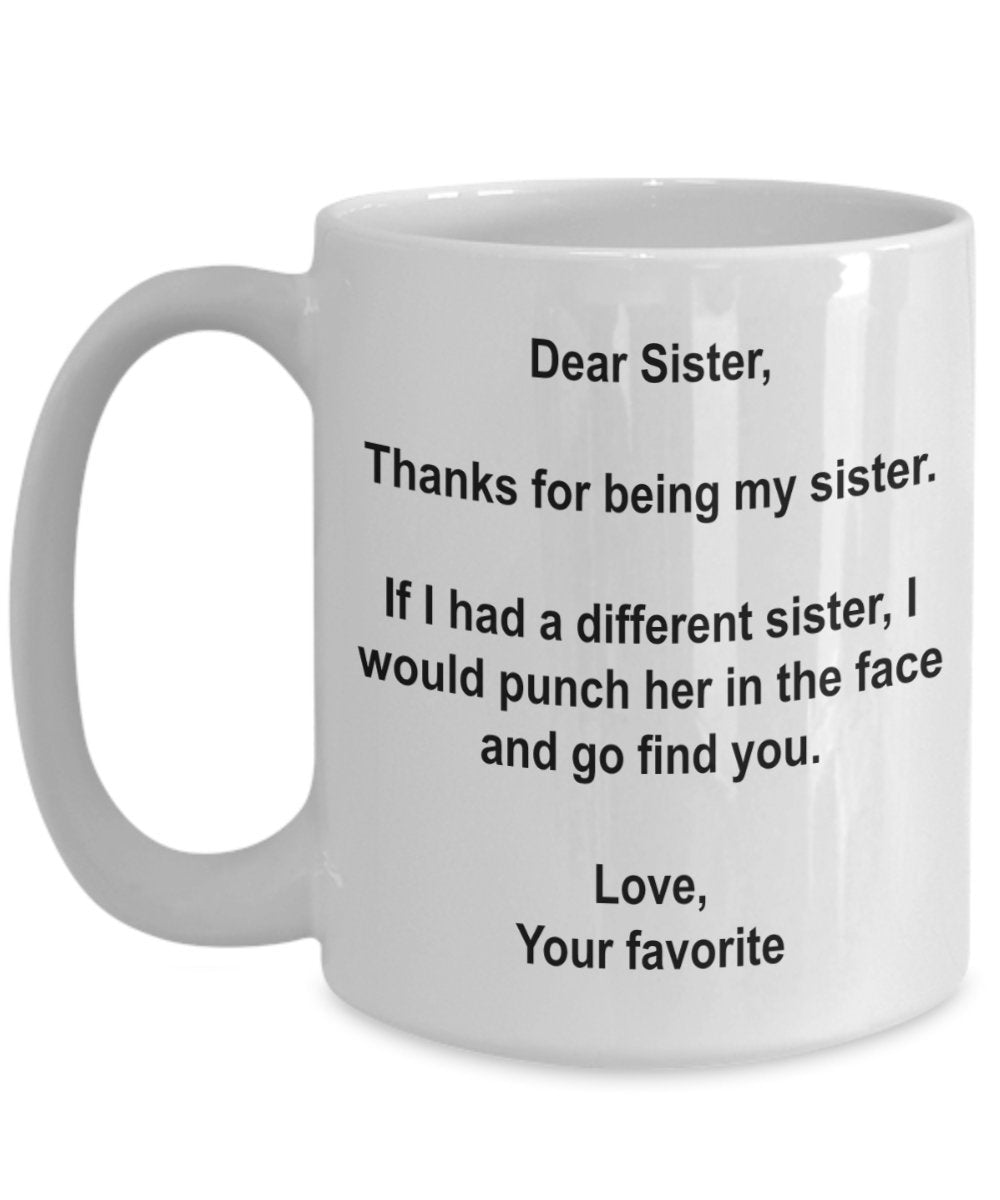 Funny Sister Gifts – I' d punch another Sister in The Face Coffee mug Cup – GAG Gift from your Favorite child 11oz Infradito colorati estivi, con finte perline