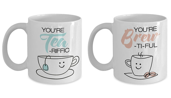 Funny Coffee Mug Set - You're Brew - Ti - Ful - You're Tea -Riffic - Unique Gifts Idea - Ceramic Coffee Mug Set (Tea)