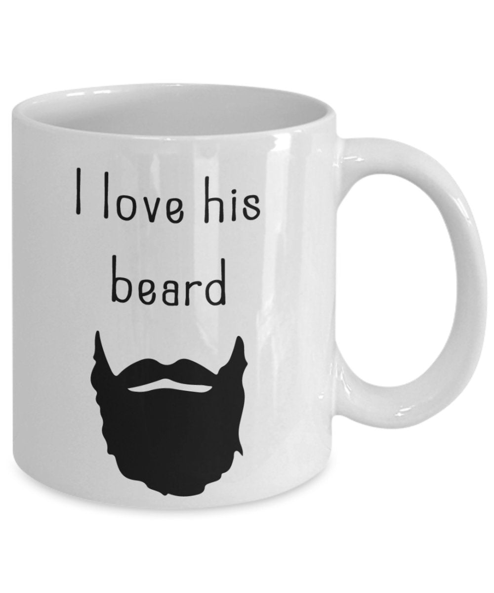 Tasse mit Aufschrift"I Love His Beard I Love Her Butt" – Lustige Teetasse für heiße Kakao – Neuheit Geburtstag Weihnachten Jahrestag Gag Geschenkidee
