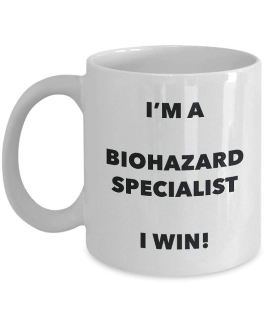 Biohazard Specialist Mug – Je suis une Biohazard Specialist I Win. – Funny Tasse à café – Fantaisie anniversaire Idée de Gag cadeaux de Noël 11oz blanc