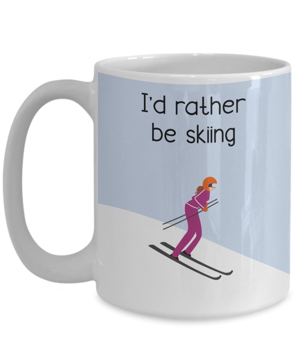 Tasse mit Aufschrift"I'd Rather Be Skiing" – Lustige Teetasse für heiße Kakao-Kaffeetasse – Neuheit Geburtstag Weihnachten Jahrestag Gag Geschenkidee