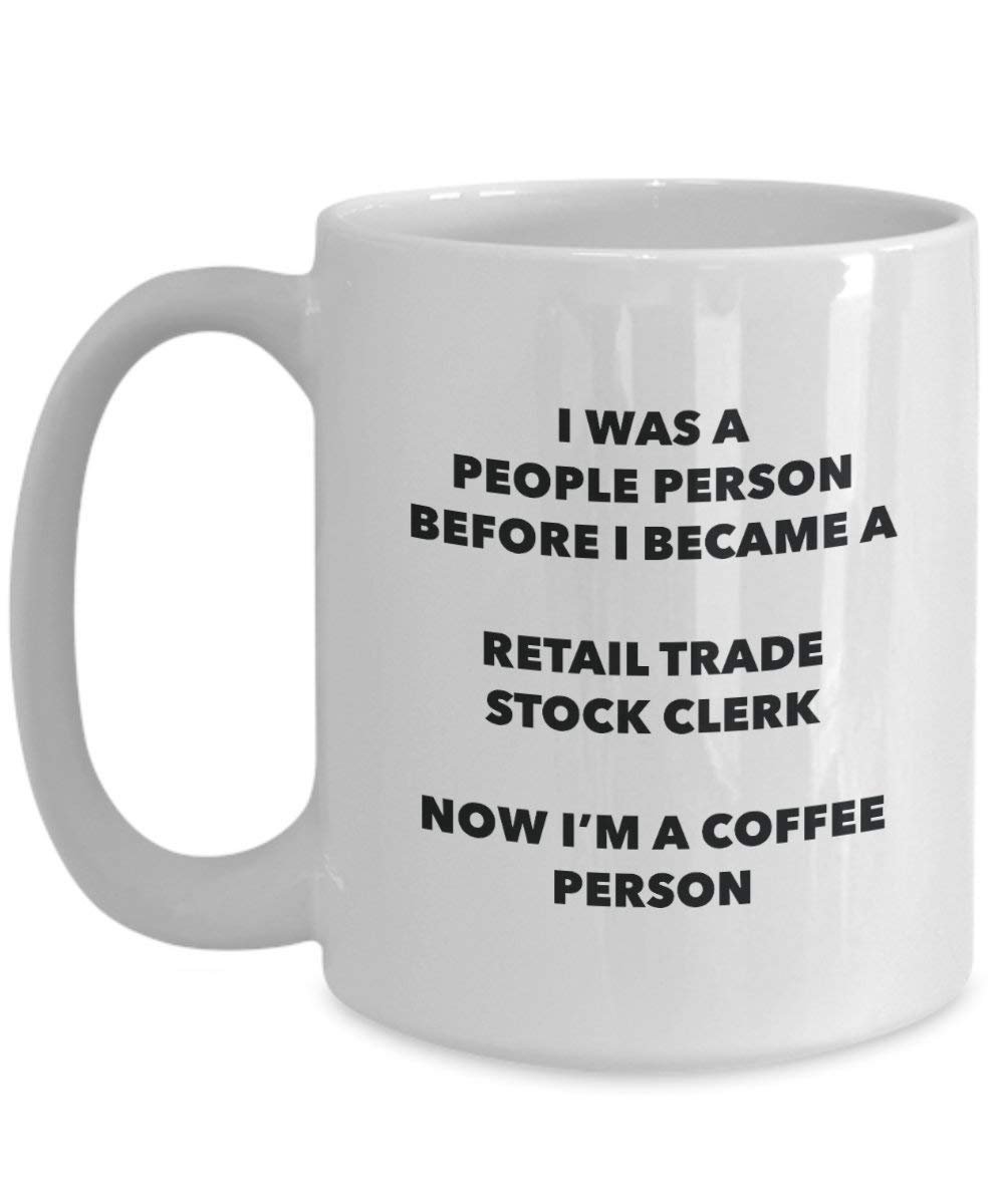 Retail Trade Stock Clerc personne à café Mug Tasse à thé de cacao – rigolo – Anniversaire de Noël amateur de café mignon Gag Gifts Idée 11oz blanc
