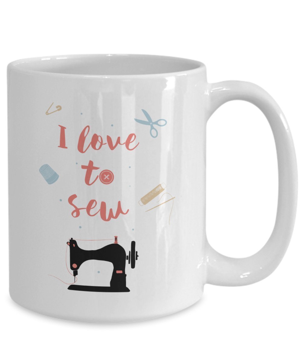 Love To Sew Mug Rugs - Funny Tea Hot Cocoa Coffee Cup - Novelty Birthday Christmas Anniversary Gag Gifts Idea