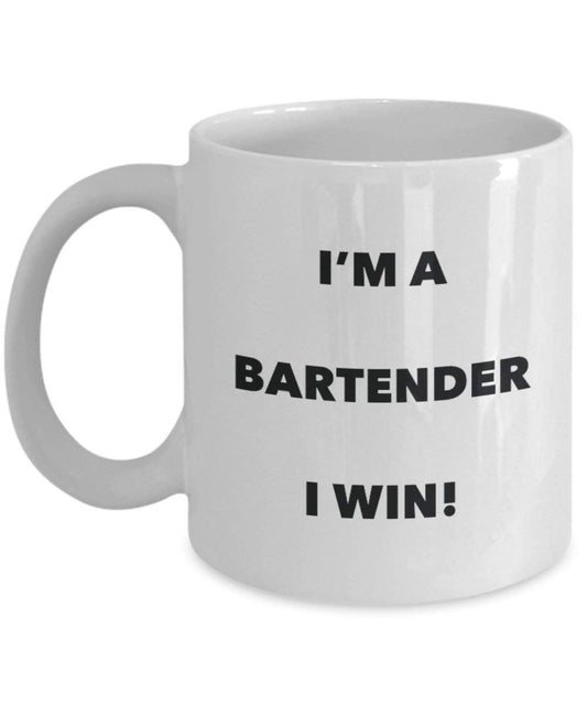 Bartender Mug - I'm a Bartender I win! - Funny Coffee Cup - Novelty Birthday Christmas Gag Gifts Idea