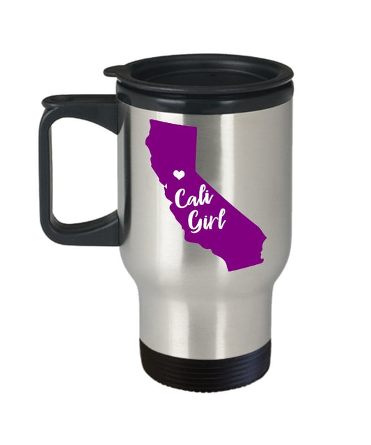Cali Girl Travel Mug - Funny Tea Hot Cocoa Coffee Cup - Novelty Birthday Christmas Anniversary Gag Gifts Idea