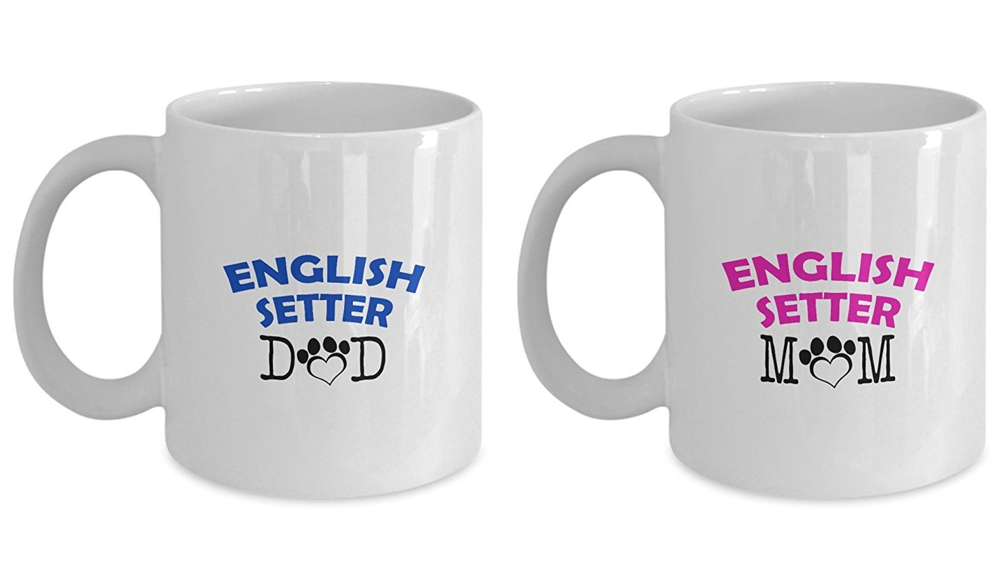 Funny English Setter Couple Mug – English Setter Dad – English Setter Mom – English Setter Lover Gifts - Unique Ceramic Gifts Idea (Dad & Mom)