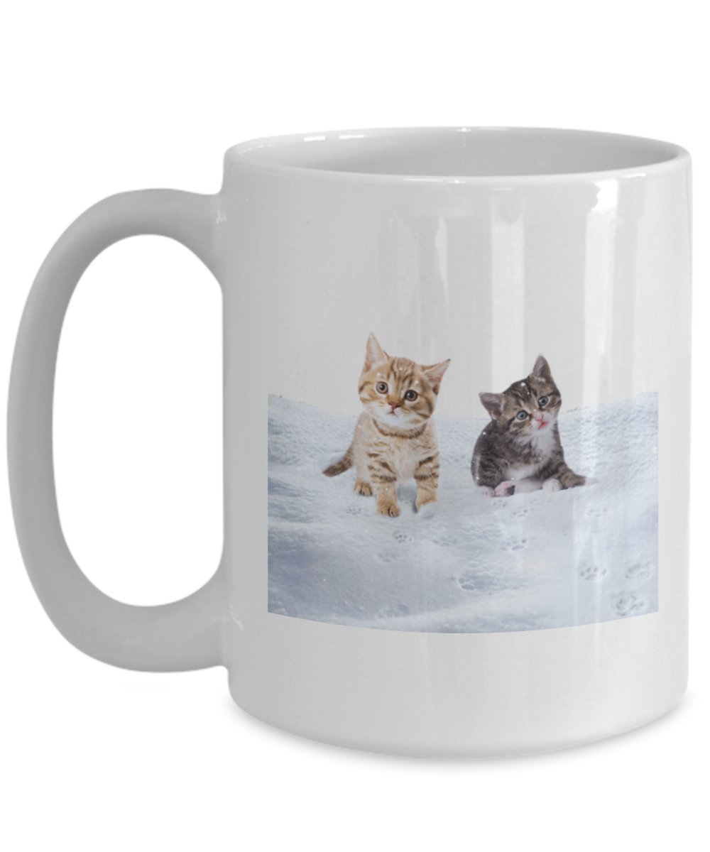 Tasse mit Schneefallkatzen – lustige Teetasse für heiße Kakao – Neuheit Geburtstagsgeschenk