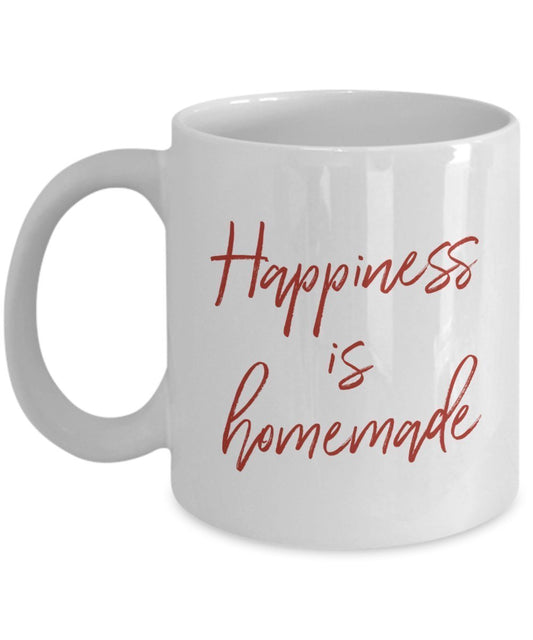 Happiness is Homemade Mug - Funny Tea Hot Cocoa Coffee Cup - Novelty Birthday Christmas Anniversary Gag Gifts Idea
