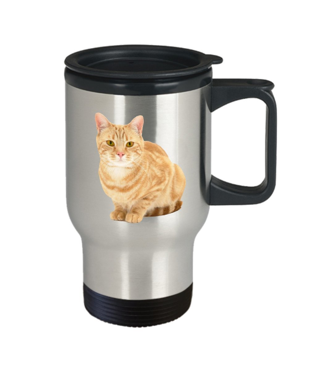 Orange Tabby Cat Travel Mug - Orange Tabby Cat Coffee Mug - Funny Insulated Tumbler - Novelty Birthday Christmas Anniversary Gag Gifts Idea