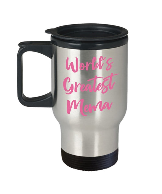 World’s Greatest Mema Travel Mug - Funny Tea Hot Cocoa Insulated Tumbler - Novelty Birthday Christmas Anniversary Gag Gifts Idea