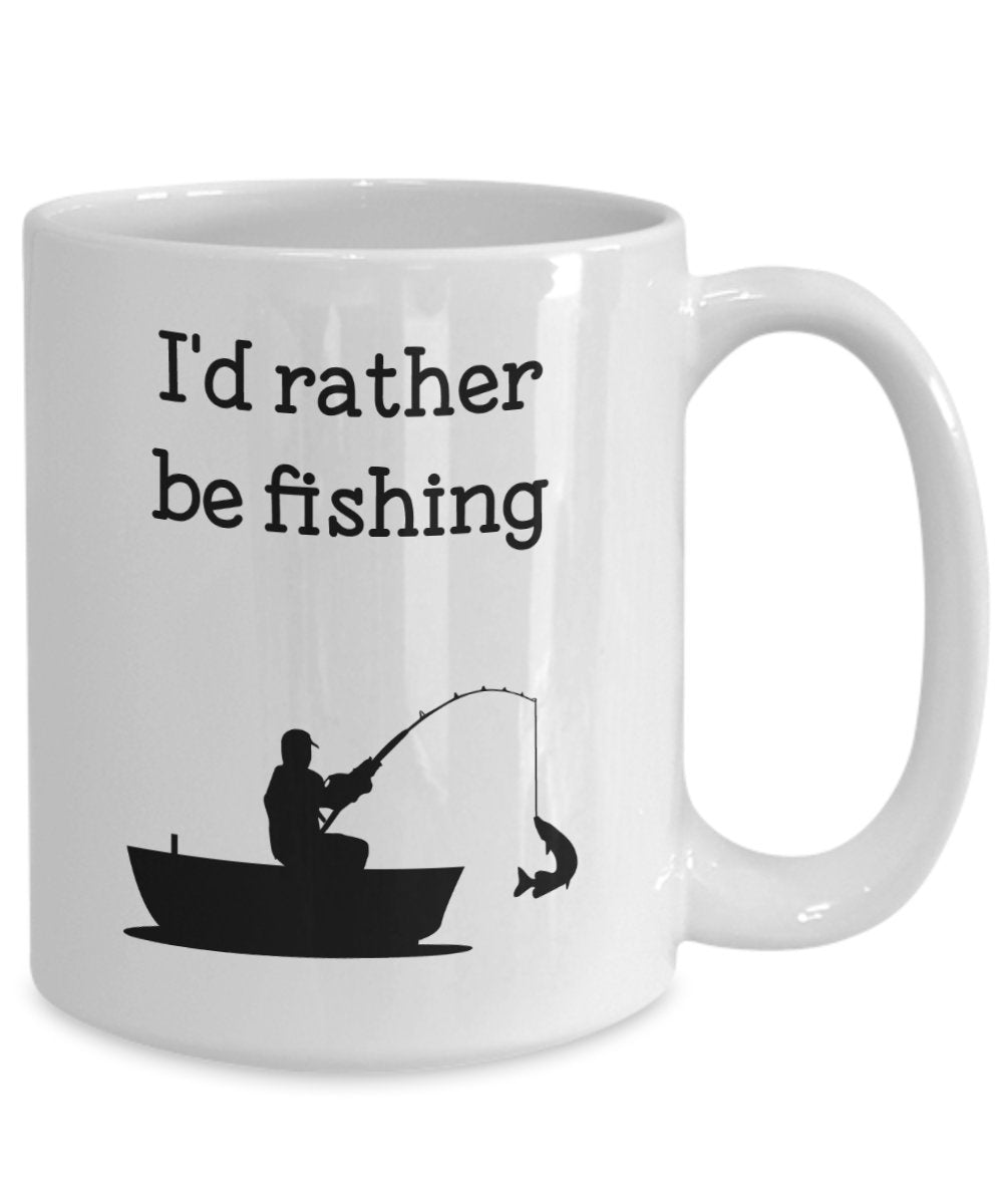 Tasse mit Aufschrift „I'd Rather Be Fishing“, lustige Teetasse, Kaffeetasse – Neuheit Geburtstag Weihnachten Jahrestag Gag Geschenkidee
