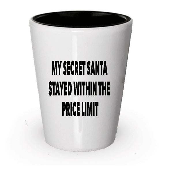 Funny Secret Santa Gifts Shot Glass - My Santa Stayed Within The Price Limit - Sarcastic White Elephant - Novelty Idea (4)