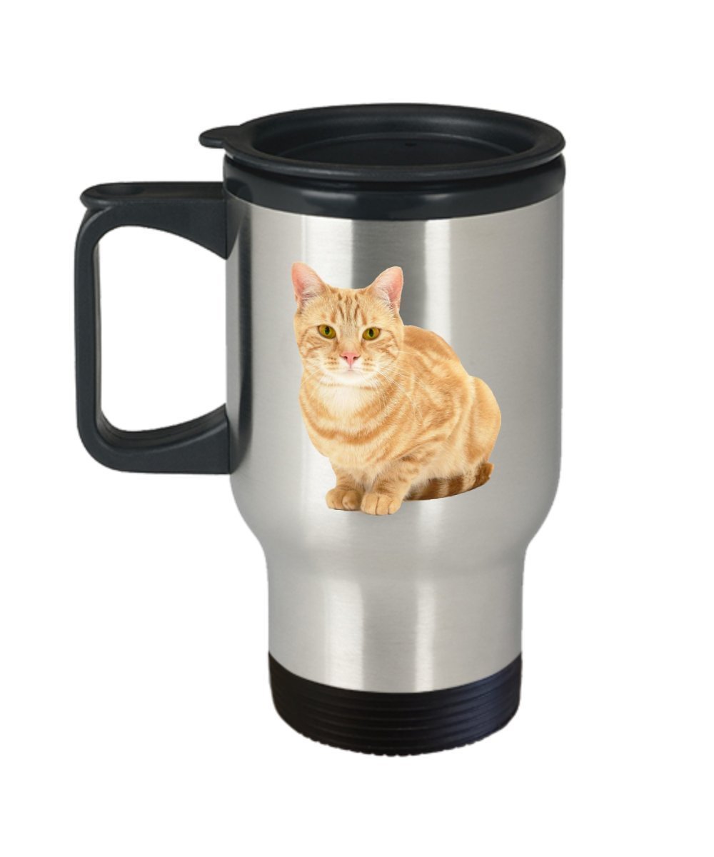 Orange Tabby Cat Travel Mug - Orange Tabby Cat Coffee Mug - Funny Insulated Tumbler - Novelty Birthday Christmas Anniversary Gag Gifts Idea