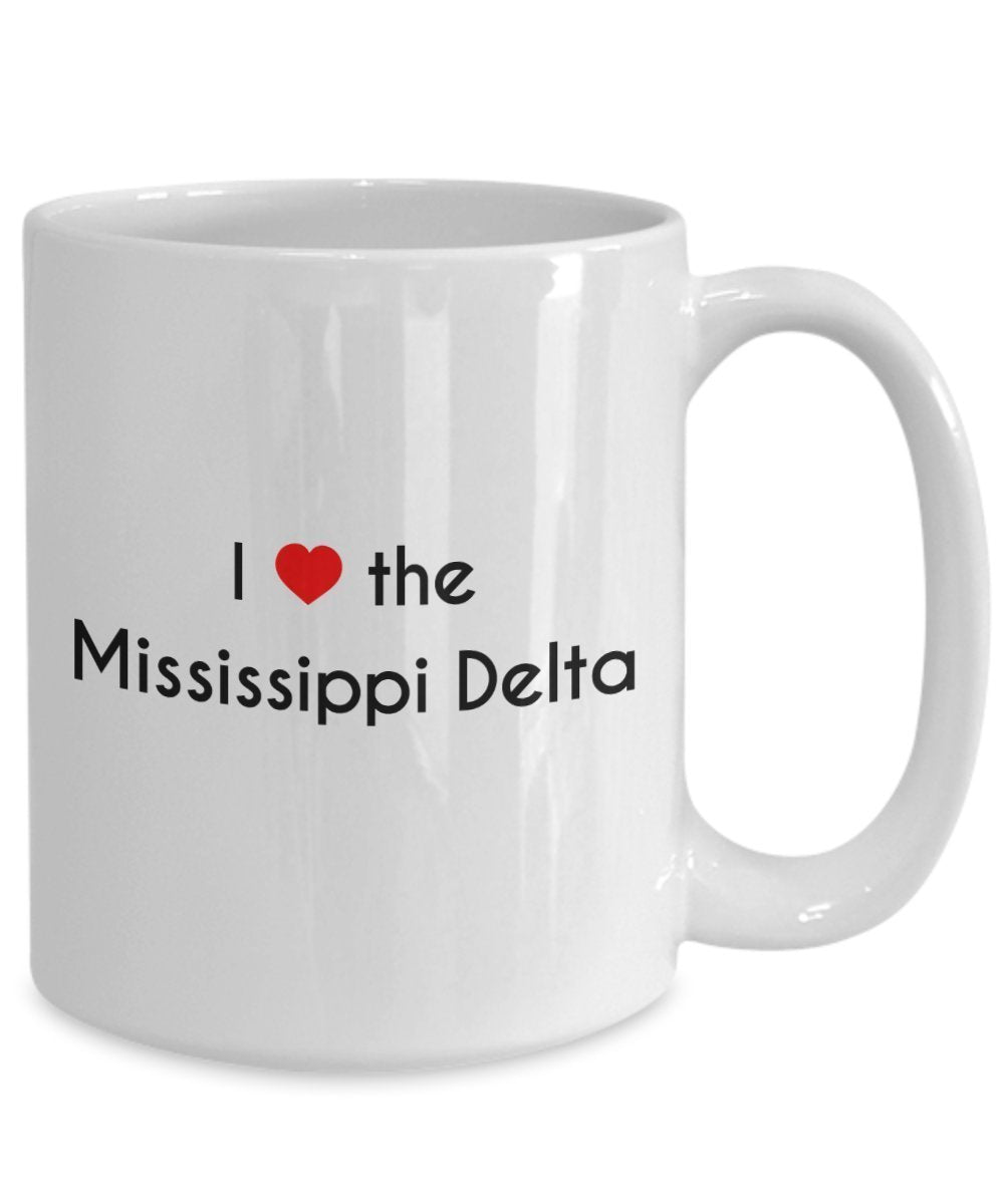 I Love the Mississippi Delta Coffee Mug - Funny Tea Hot Cocoa Coffee Cup - Novelty Birthday Christmas Gag Gifts Idea