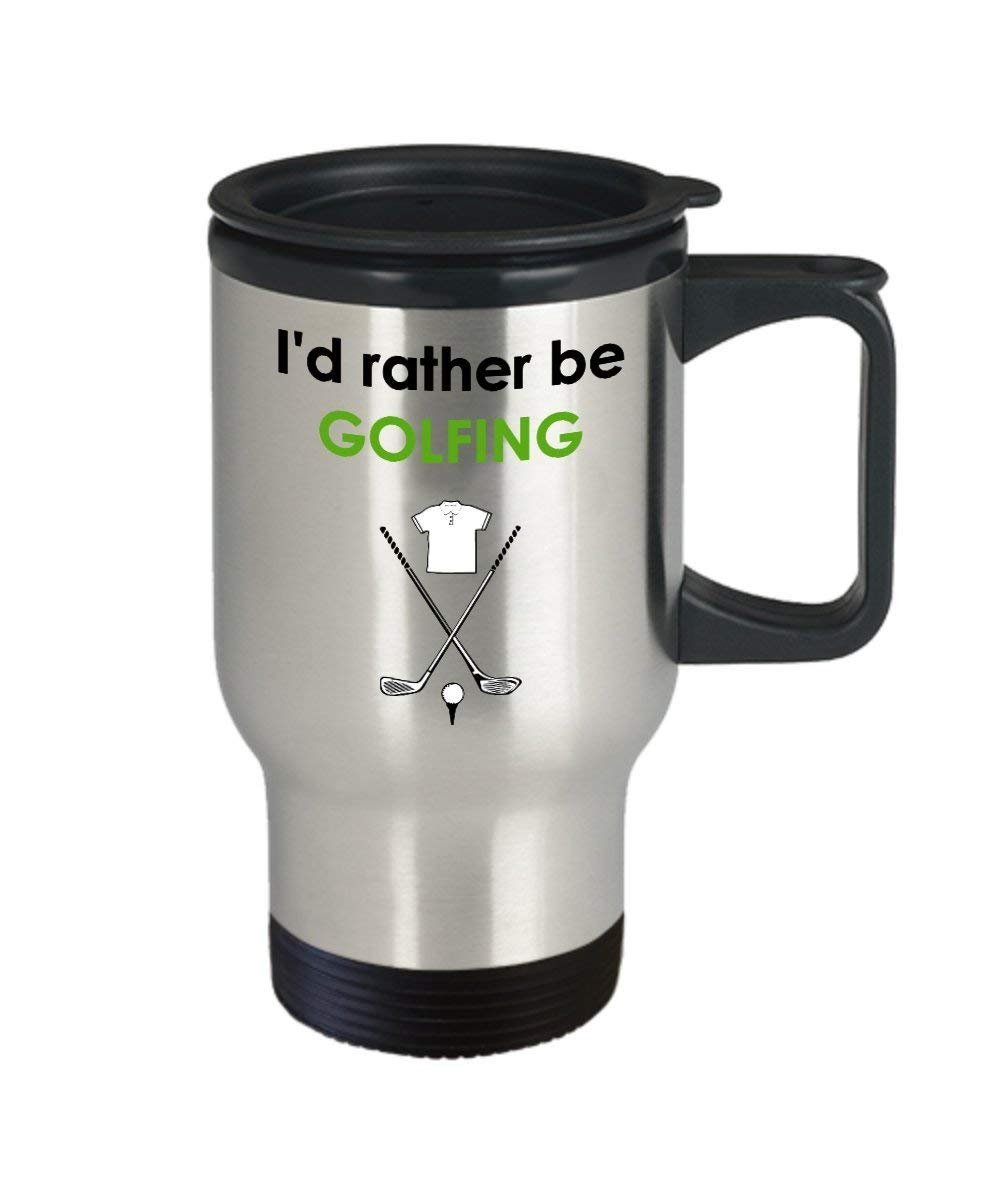 I' d Rather be Golfing Travel mug – Funny Tea Hot Cocoa isolato tumbler – Novità compleanno Natale anniversario GAG regalo idea