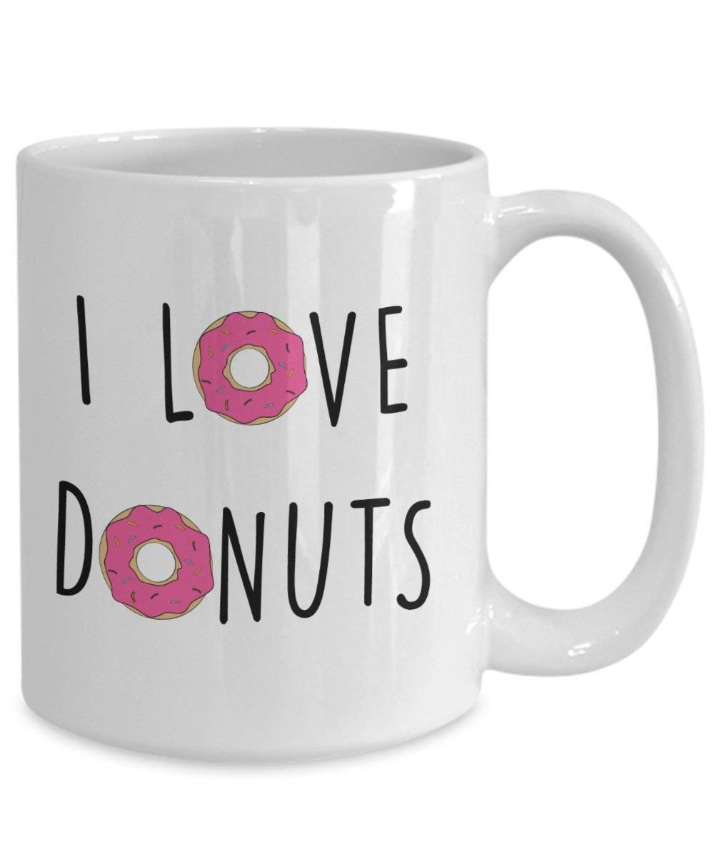 I love Donuts – Funny Tee Kaffee Kakao Tasse – Neuheit Geburtstag Weihnachten Jahrestag Gag Geschenke Idee