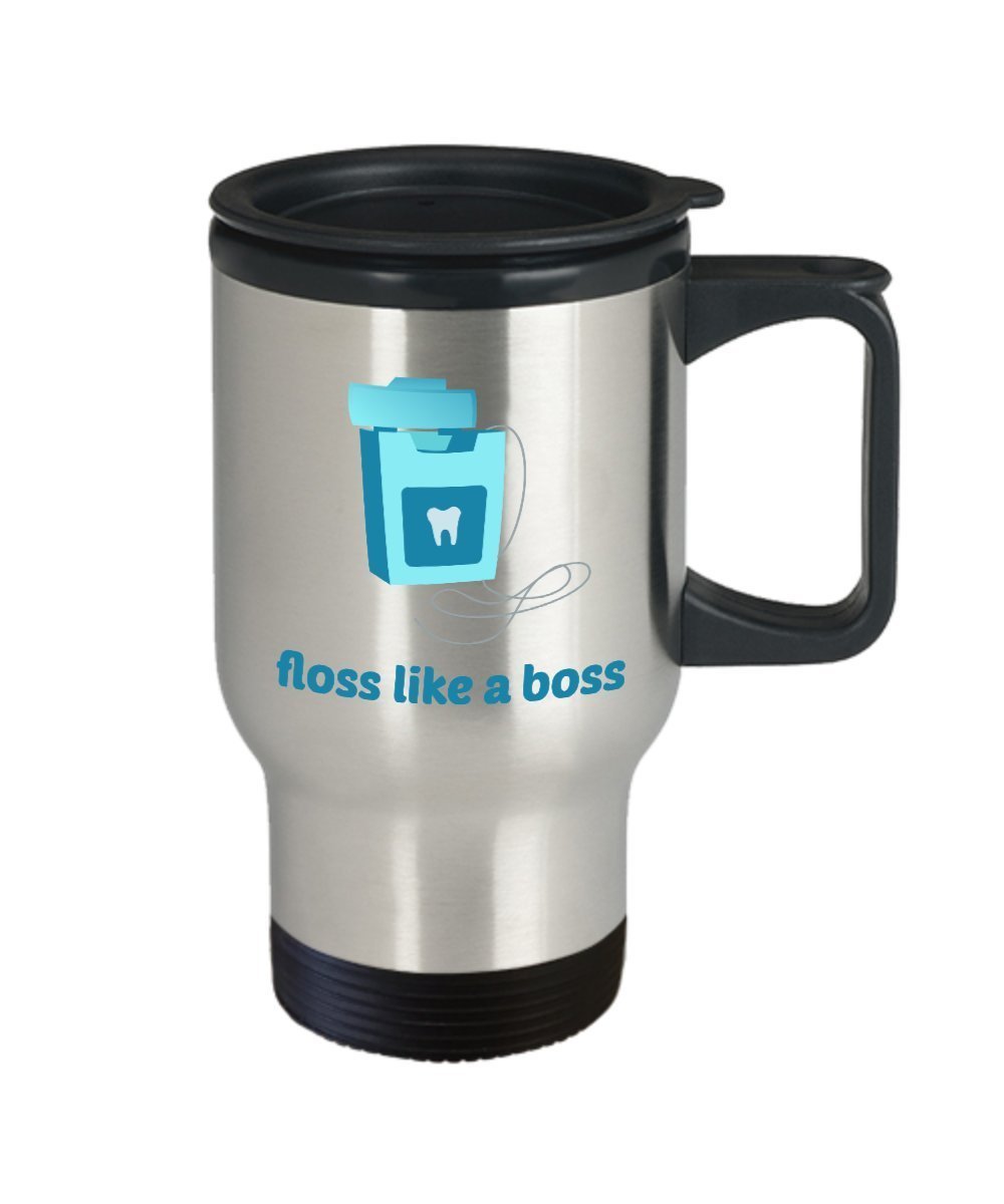 Floss Like A Boss Travel Mug - Funny Tea Hot Cocoa Coffee Insulated Tumbler Cup - Novelty Birthday Christmas Gag Gifts Idea