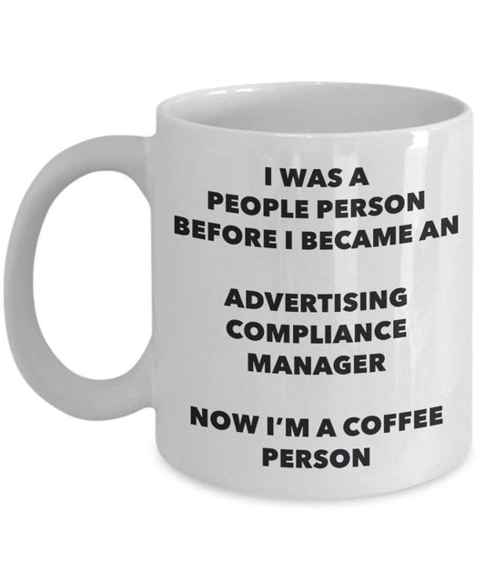 Werbung Compliance Manager Kaffee Person Tasse – Funny Tee Kakao-Tasse – Geburtstag Weihnachten Kaffee Lover Cute Gag Geschenke Idee