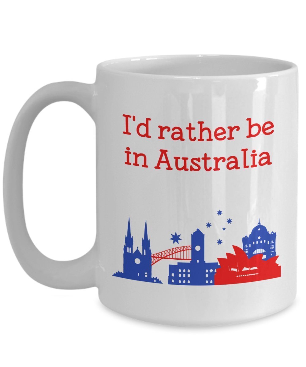 Tasse mit Aufschrift"I'd Rather Be in Australia" – Lustige Teetasse für heiße Kakao-Kaffeetasse – Neuheit Geburtstag Weihnachten Jahrestag Gag Geschenkidee