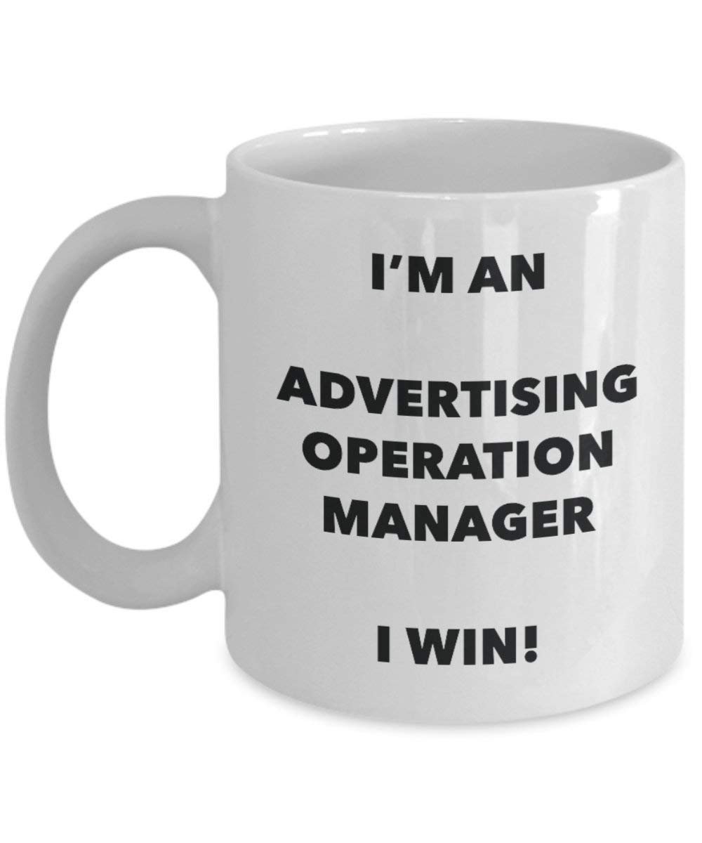 Werbung Manager Tasse – I 'm eine Werbung Bedienung Manager I Win. – Funny Kaffeetasse – Neuheit Geburtstag Weihnachten Gag Geschenke Idee 15oz weiß