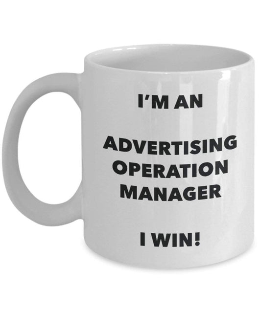 Werbung Manager Tasse – I 'm eine Werbung Bedienung Manager I Win. – Funny Kaffeetasse – Neuheit Geburtstag Weihnachten Gag Geschenke Idee 15oz weiß