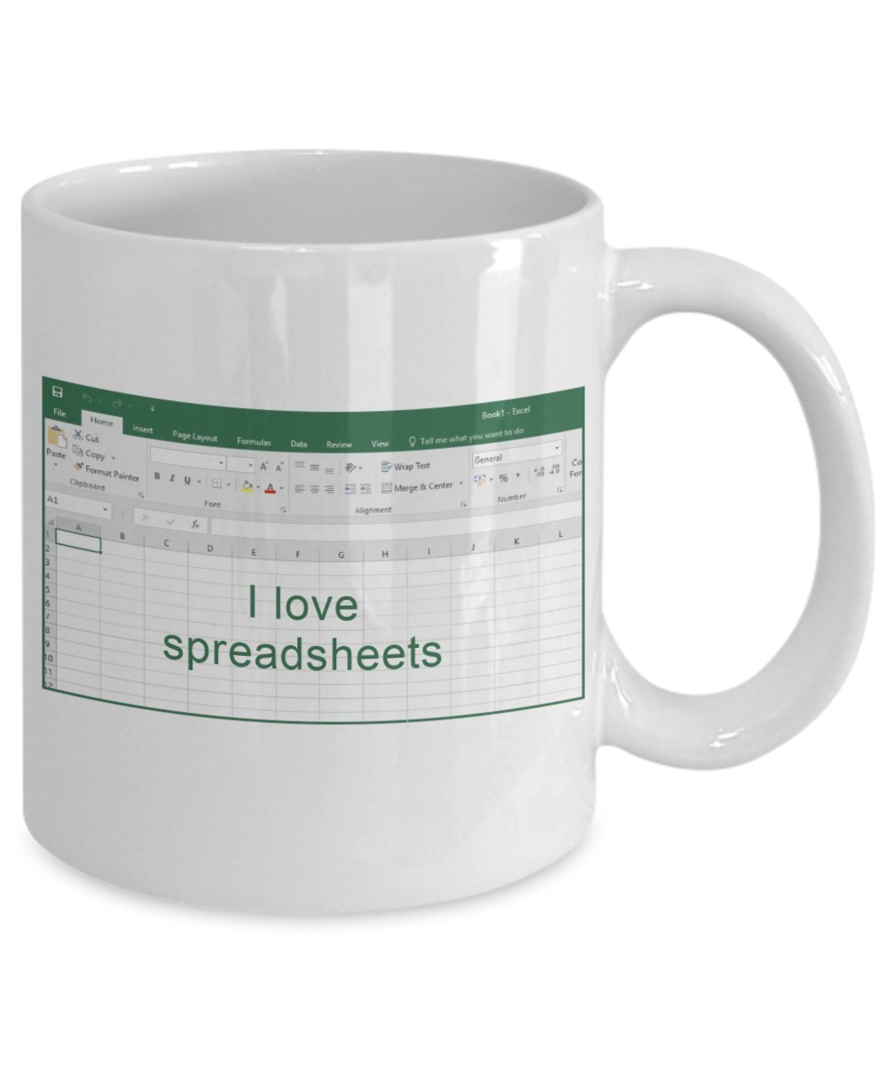 I Love Spreadsheets Coffee Mug - Funny Tea Hot Cocoa Coffee Cup - Novelty Birthday Christmas Anniversary Gag Gifts Idea