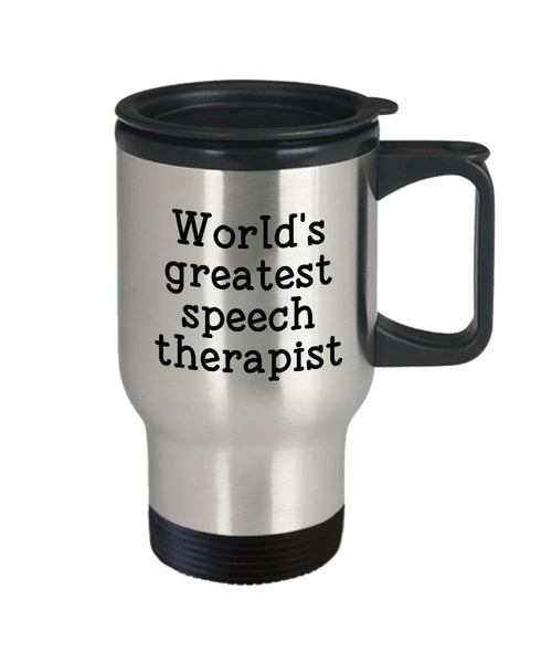 Speech Therapist Gifts - World's Greatest Speech Therapist Travel Mug - Funny Insulated Tumbler - Birthday Christmas Gag Gifts Idea