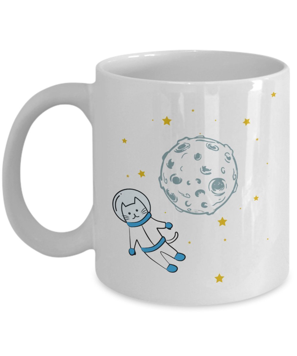 Astronaut Cat Mug - Funny Tea Hot Cocoa Coffee Cup - Novelty Birthday Christmas Anniversary Gag Gifts Idea
