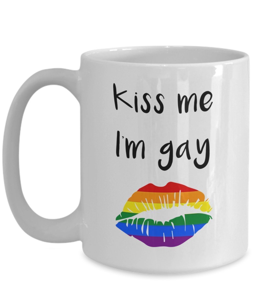 Kiss Me I 'm Gay Tasse – Funny Tee Hot Cocoa Kaffeetasse – Neuheit Geburtstag Weihnachten Jahrestag Gag Geschenke Idee
