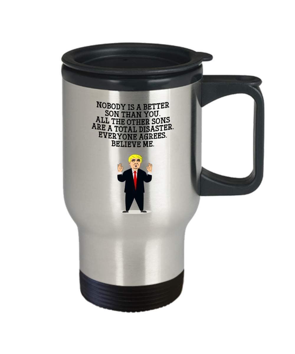 Funny Son Trump Head Travel Mug - Donald Trump Insulated Tumbler - Son Gifts Idea