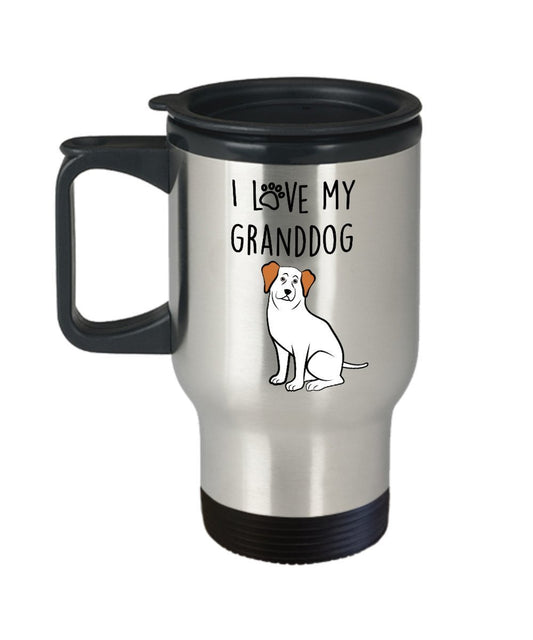 I Love My Granddog Travel Mug - Funny Tea Hot Cocoa Coffee Insulated Tumbler Cup - Novelty Birthday Christmas Gag Gifts Idea