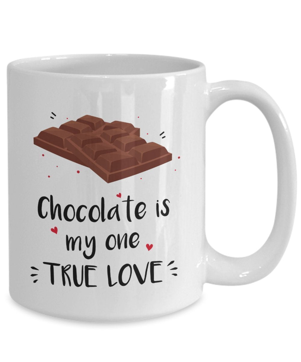 True Love Mug - Chocolate is my one True Love - Funny Tea Hot Cocoa Coffee Cup - Novelty Birthday Christmas Anniversary Gag Gifts Idea