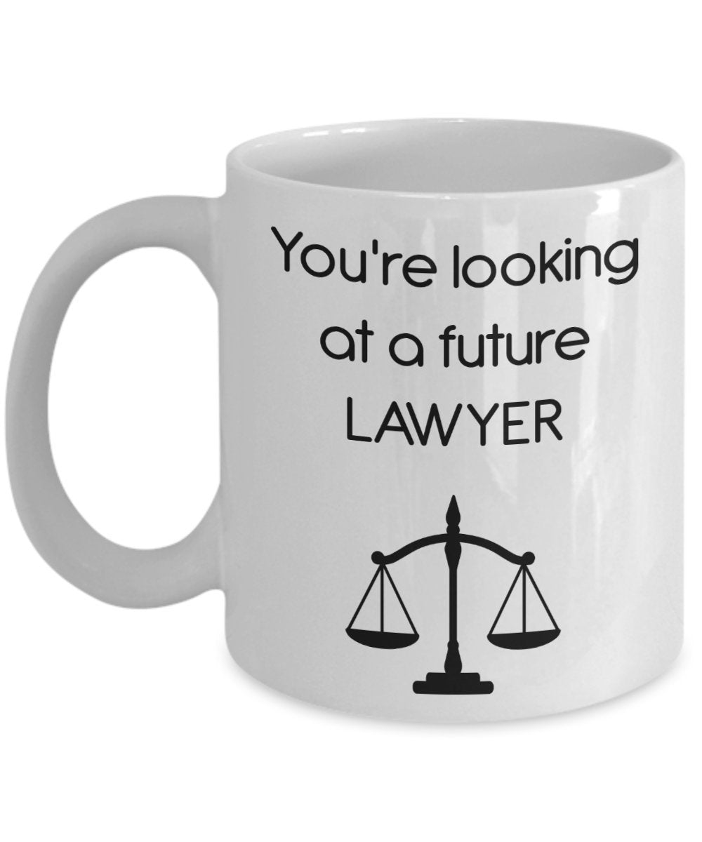 Kaffeebecher mit englischer Aufschrift"Future Lawyer", lustige Teetasse mit Aufschrift"You're looking at a Future Lawyer"