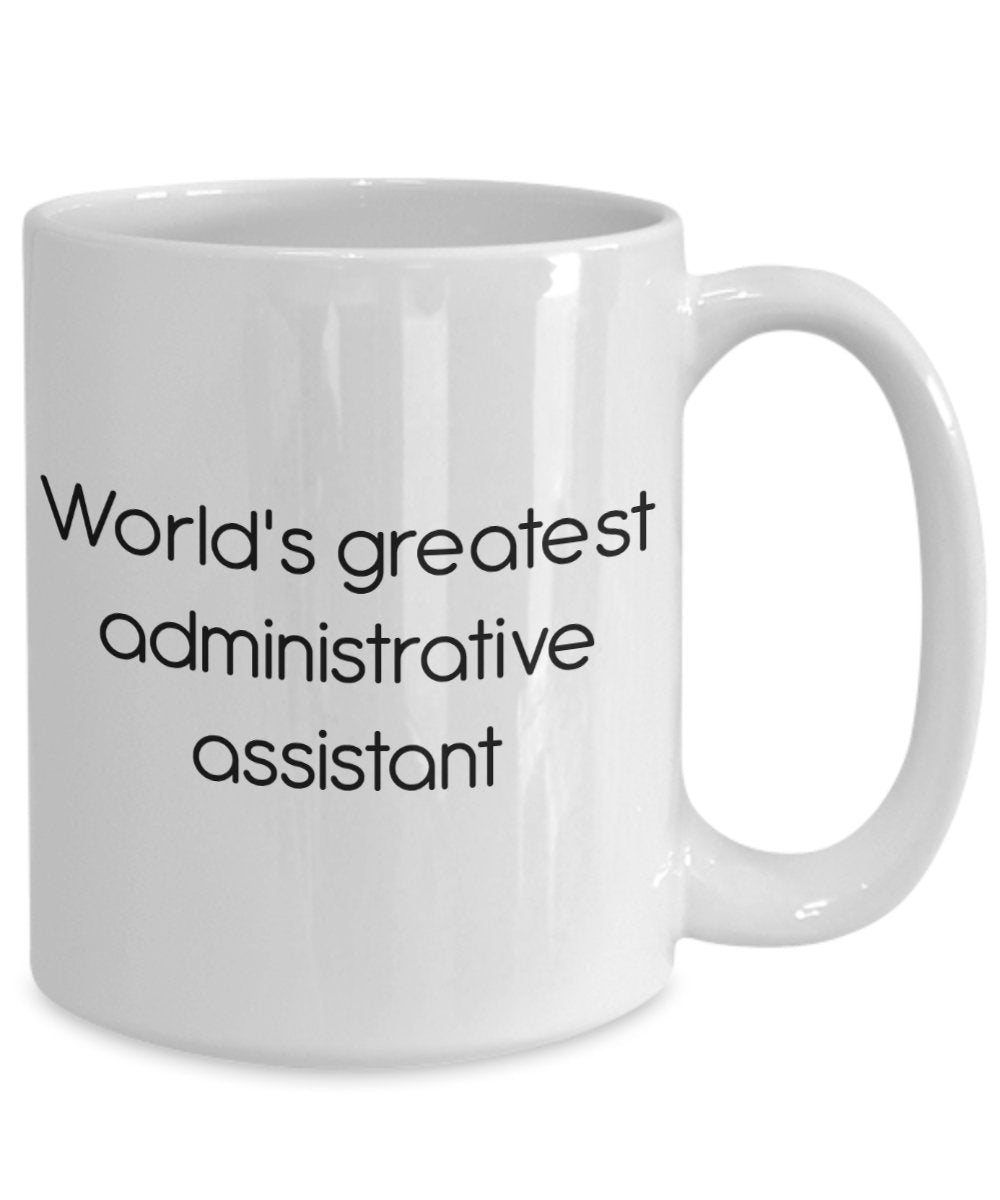 Tasse, Aufschrift"World's Greatest Administration Assistent", lustige Teetasse, Kakao, Kaffeetasse, Geburtstag, Weihnachten, Geschenkidee