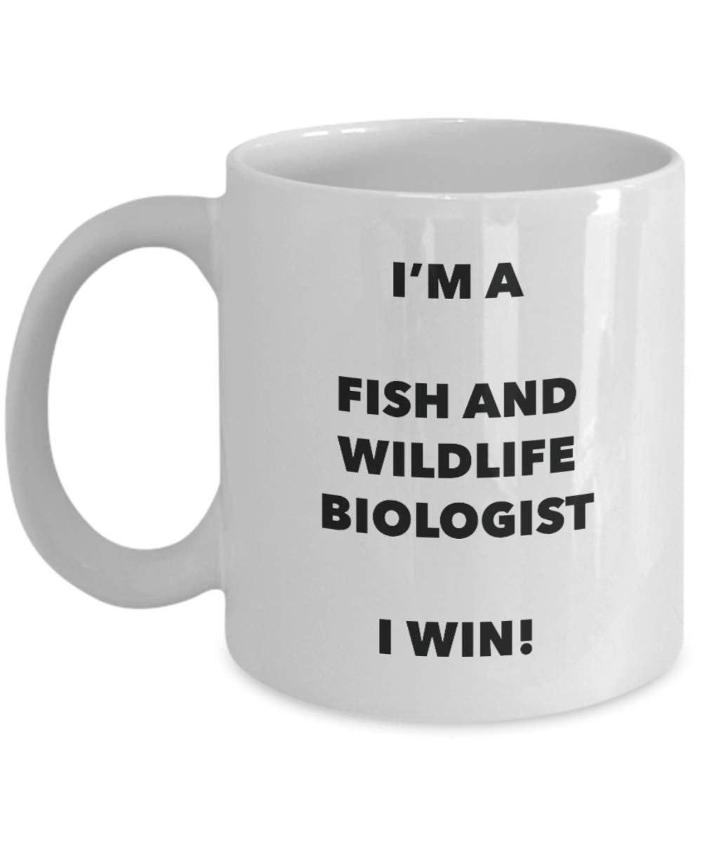 Je suis un poisson Faune et flore Biologiste Mug I Win – Funny Tasse à café – Fantaisie anniversaire Idée de Gag cadeaux de Noël 11oz blanc