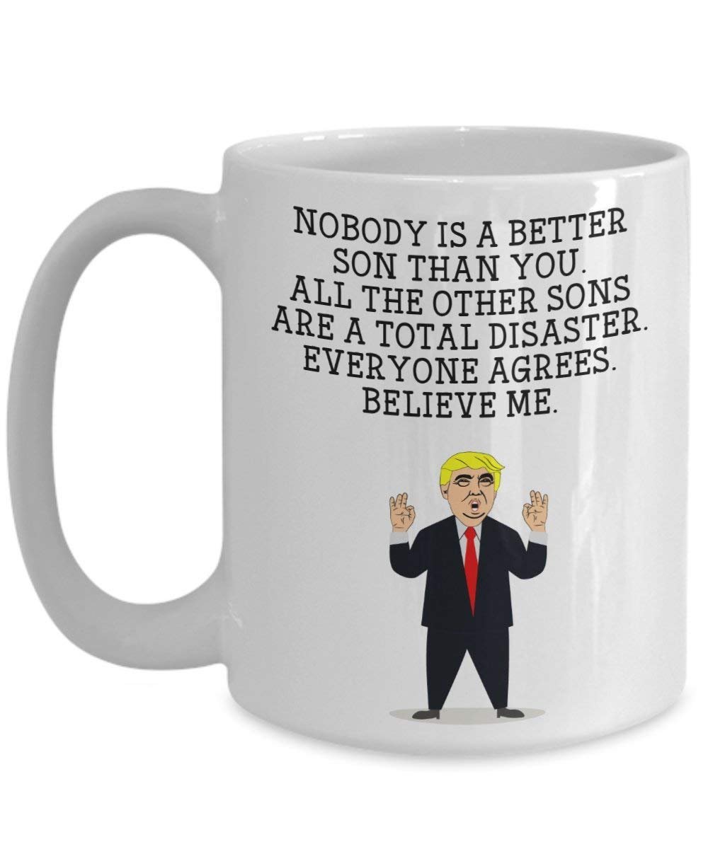 Funny Sohn Trump Head Becher – Donald Trump Kaffeetasse – Neuheit Geschenkidee Sohn Gag Idee Präsident