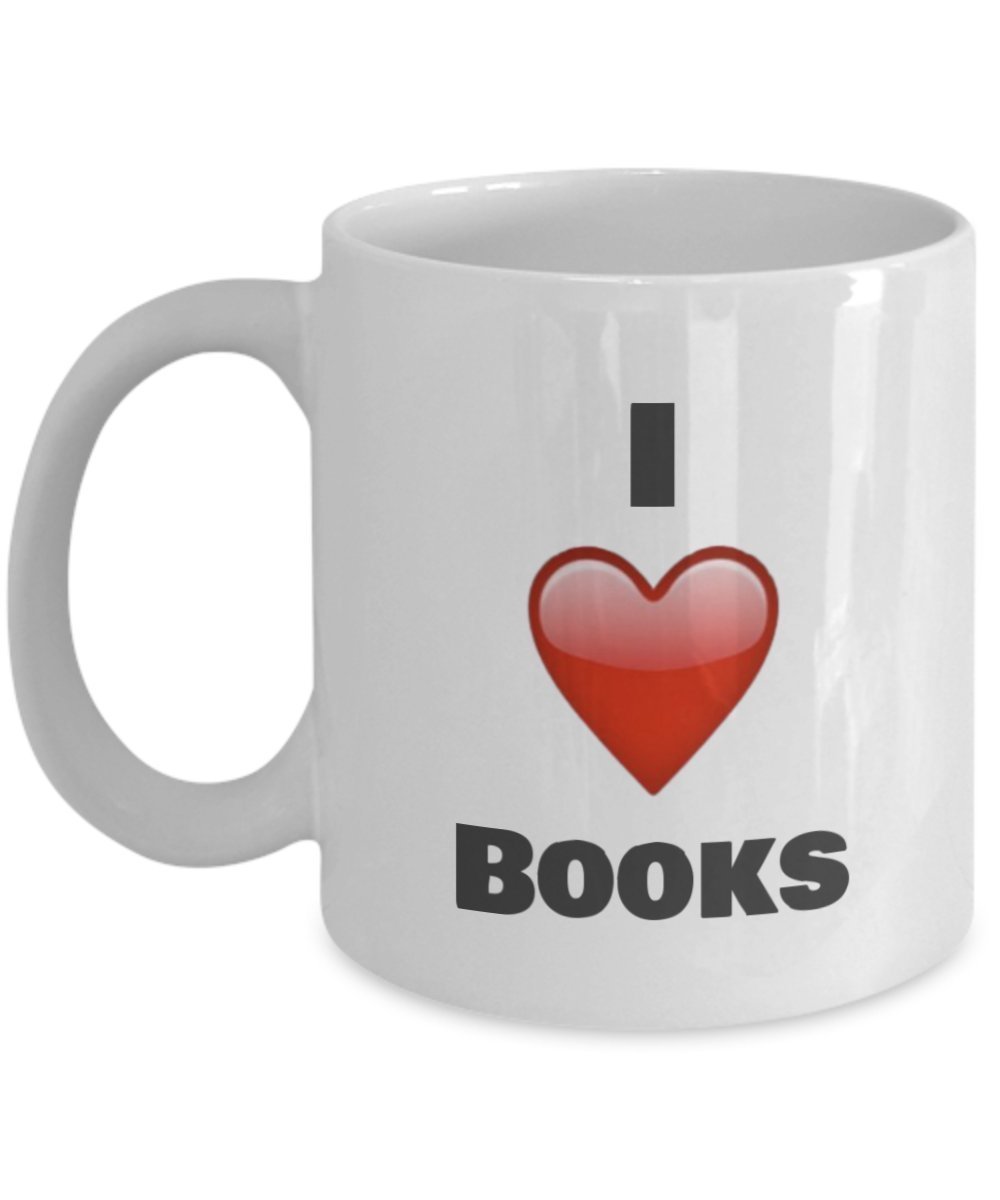 Kaffeetasse mit Aufschrift"I Love Books", Geschenk für Leser