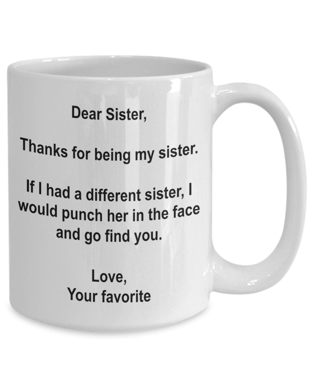 Funny Sister Gifts – I' d punch another Sister in The Face Coffee mug Cup – GAG Gift from your Favorite child 11oz Infradito colorati estivi, con finte perline