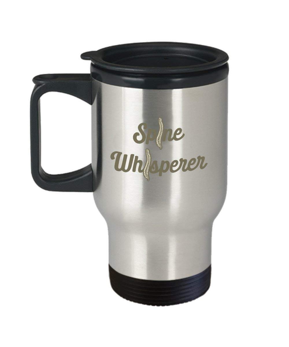 Dos Whisperer Mug de voyage – La Colonne vertébrale Whisperer Mug rigolo – Thé chaud Cacao Café isotherme Gobelet – Fantaisie anniversaire Idée de Gag cadeaux de Noël