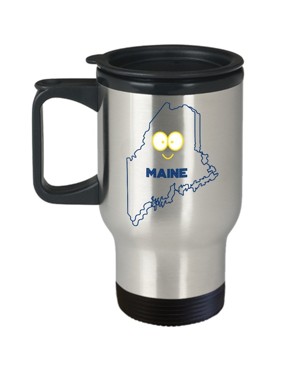 Maine Travel Mug - Funny Tea Hot Cocoa Coffee Insulated Tumbler Cup - Novelty Birthday Christmas Anniversary Gag Gifts Idea