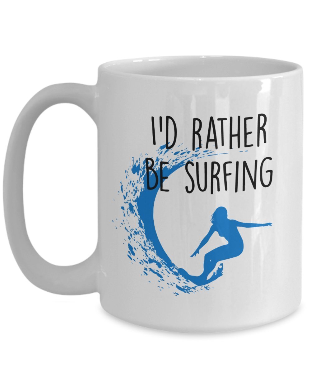 I’d Rather Be Surfing Mug - Funny Tea Hot Cocoa Coffee Cup - Novelty Birthday Christmas Anniversary Gag Gifts Idea