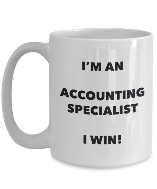ACCOUNTING Specialist Tasse – Ich bin ein Accounting Specialist I Win. – Funny Kaffeetasse – Neuheit Geburtstag Weihnachten Gag Geschenke Idee 11oz weiß
