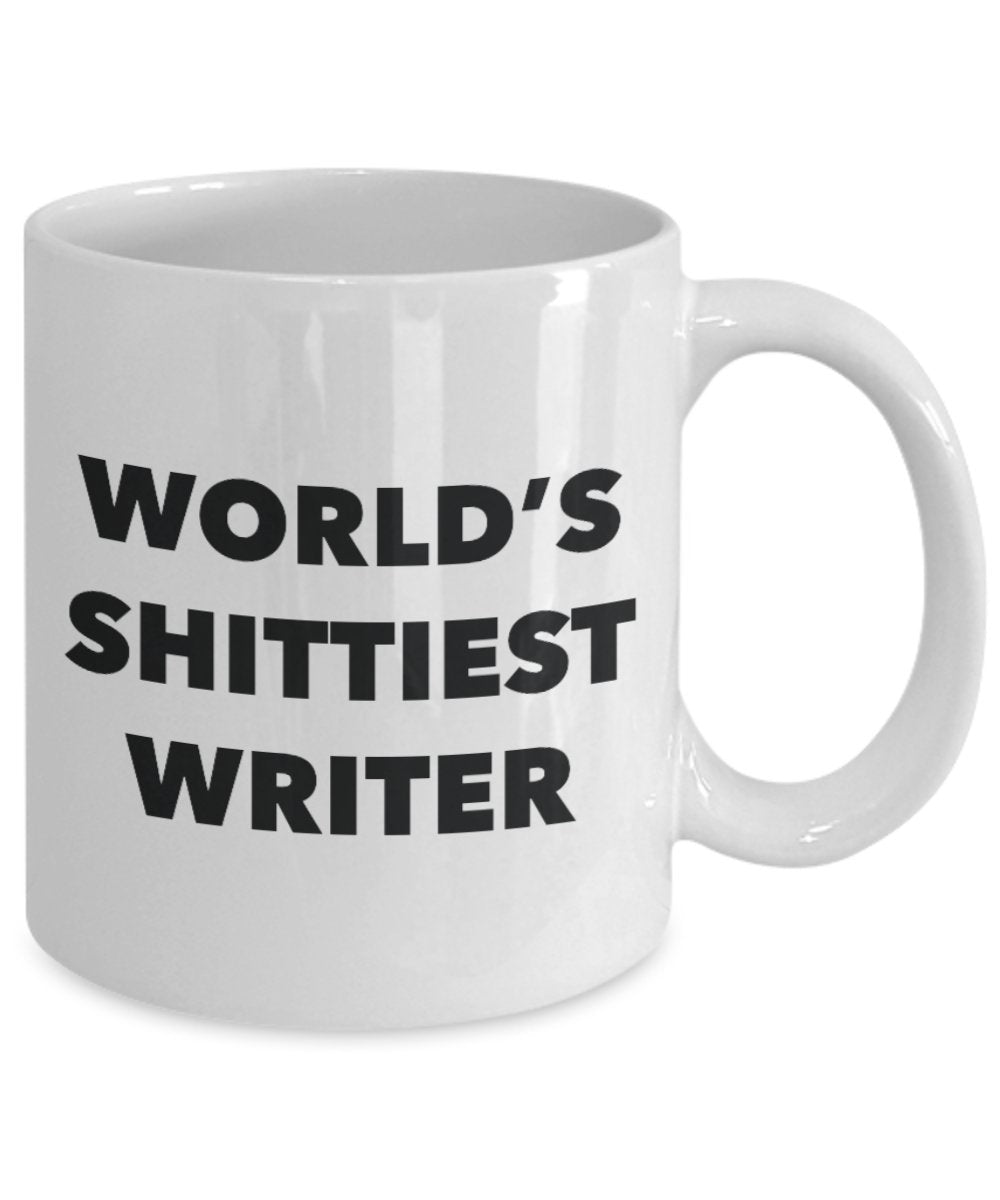 Writer Coffee Mug - World's Shittiest Writer - Gifts for Writer - Funny Novelty Birthday Present Idea - Can Add To Gift Bag Basket Box Set