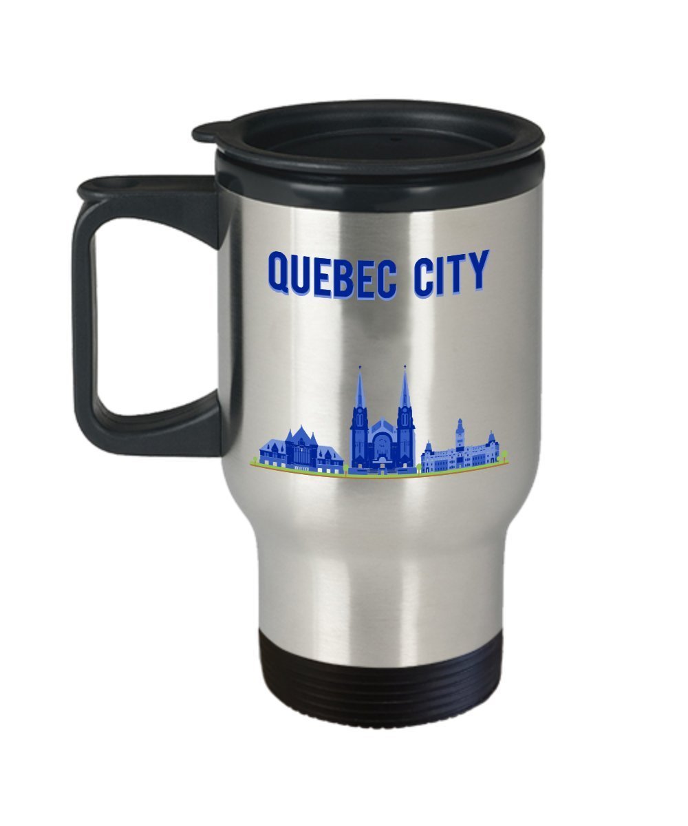 Quebec City Travel Mug - Funny Tea Hot Cocoa Insulated Tumbler - Novelty Birthday Christmas Anniversary Gag Gifts Idea