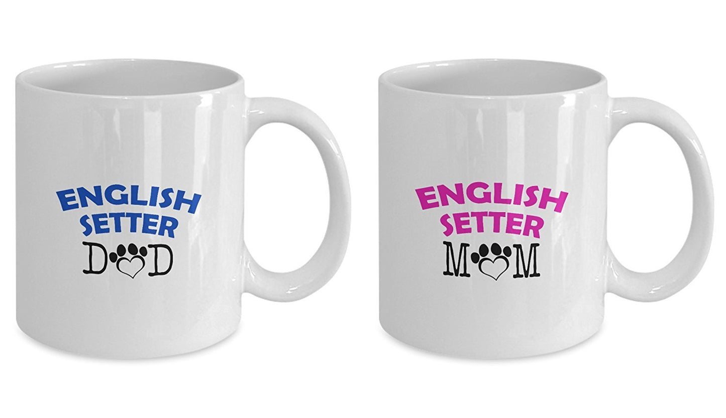 Funny English Setter Couple Mug – English Setter Dad – English Setter Mom – English Setter Lover Gifts - Unique Ceramic Gifts Idea (Dad & Mom)