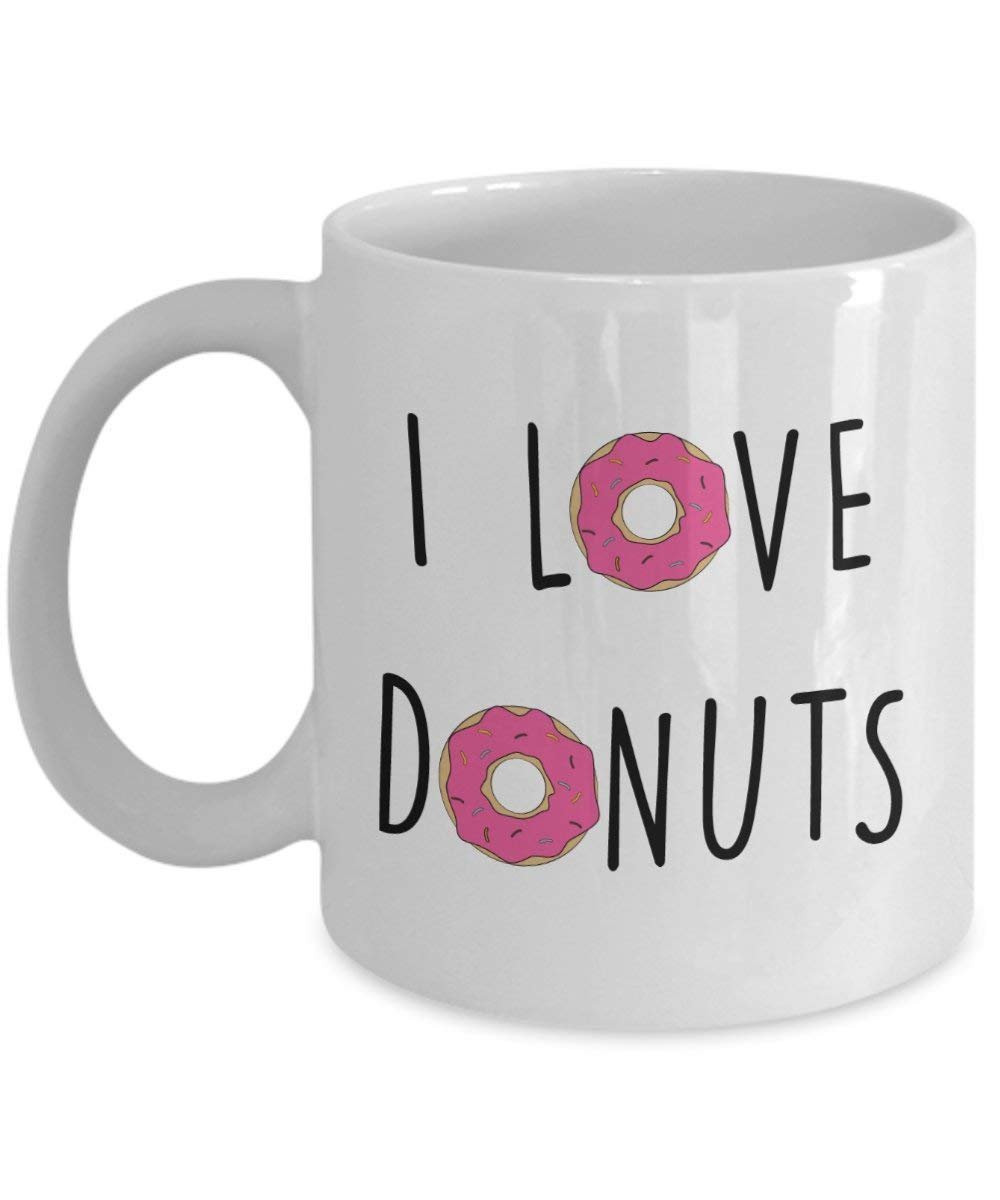 I love Donuts – Funny Tee Kaffee Kakao Tasse – Neuheit Geburtstag Weihnachten Jahrestag Gag Geschenke Idee