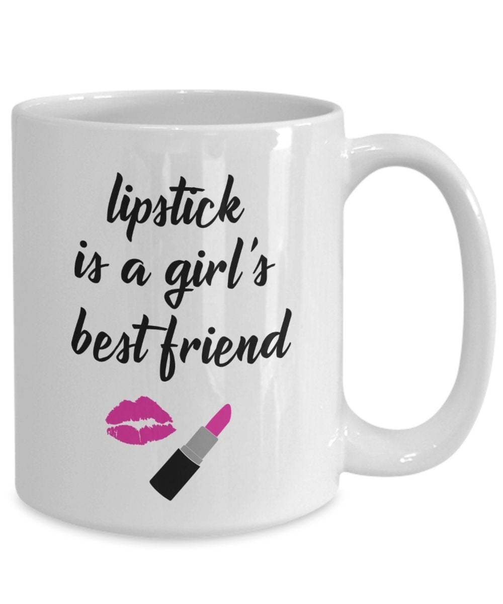 Coffee Mug Lipstick is A Girls Best Friend - Funny Tea Hot Cocoa Cup - Novelty Birthday Christmas Anniversary Gag Gifts Idea