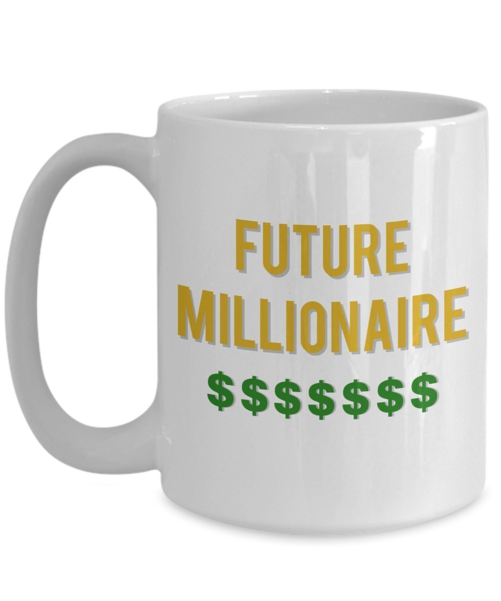 Tasse mit englischer Aufschrift"Future Millionaire", lustige Teetasse, Kakao, Kaffeetasse – Neuheit Geburtstag Weihnachten Jahrestag Gag Geschenk Idee