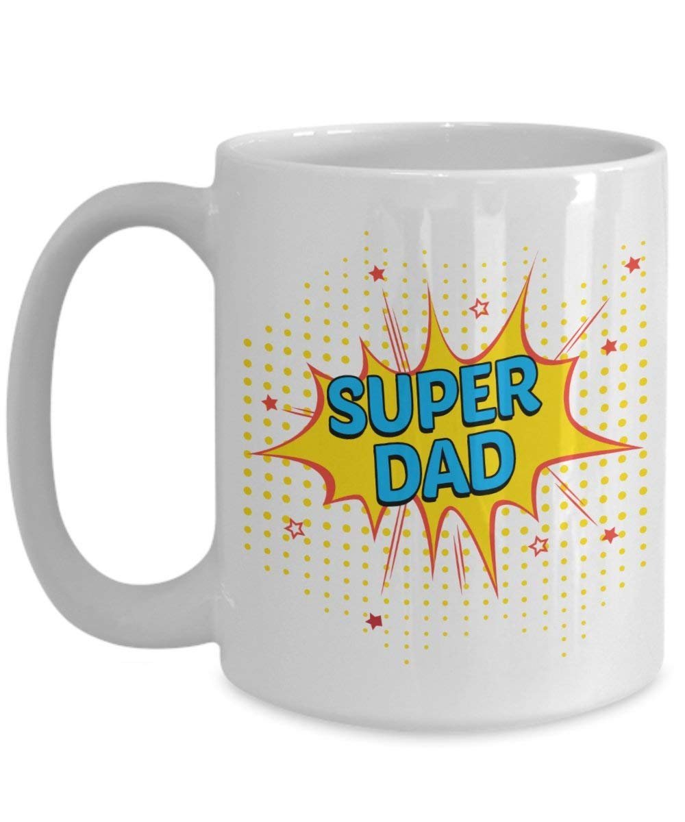 Kaffee Tassen, die sagen Super Dad – Funny Tee Hot Cocoa Kaffeetasse – Neuheit Geburtstag Weihnachten Jahrestag Gag Geschenke Idee