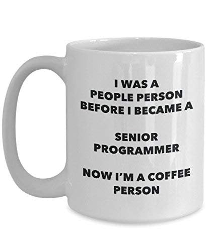 Senior Programmer Coffee Person Mug - Funny Tea Cocoa Cup - Birthday Christmas Coffee Lover Cute Gag Gifts Idea